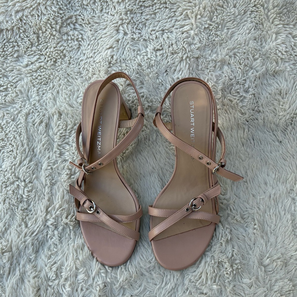 Stuart Weitzman Babette Buckle Sandals in Blushful Color Size 9 - Picture 6 of 12